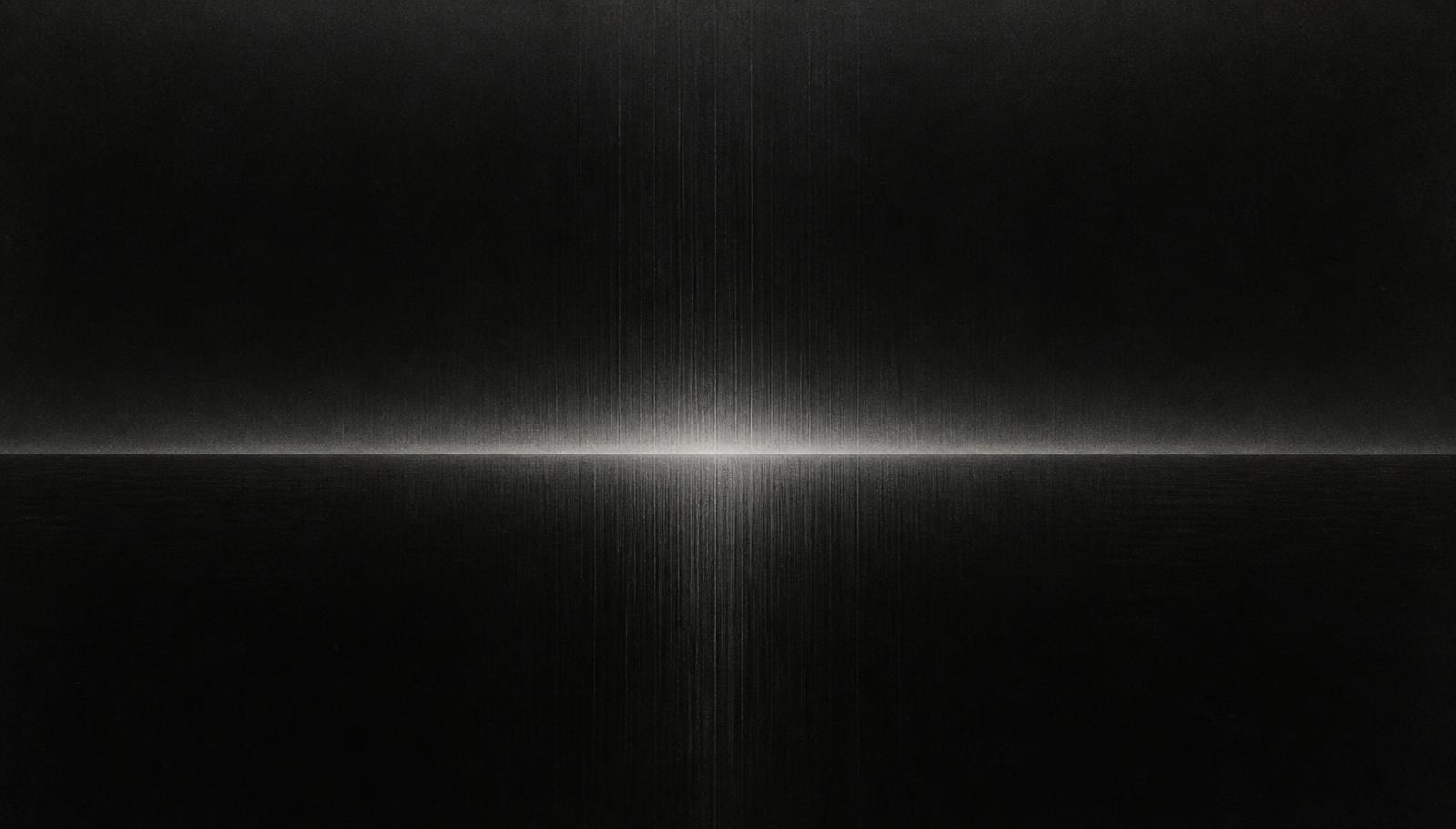 Abstract horizon of pale light across a black field